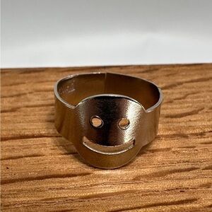 Cracker Jack Gold-Tone Smiley Face Adjustable Ring c1960s Nostalgic Collectible